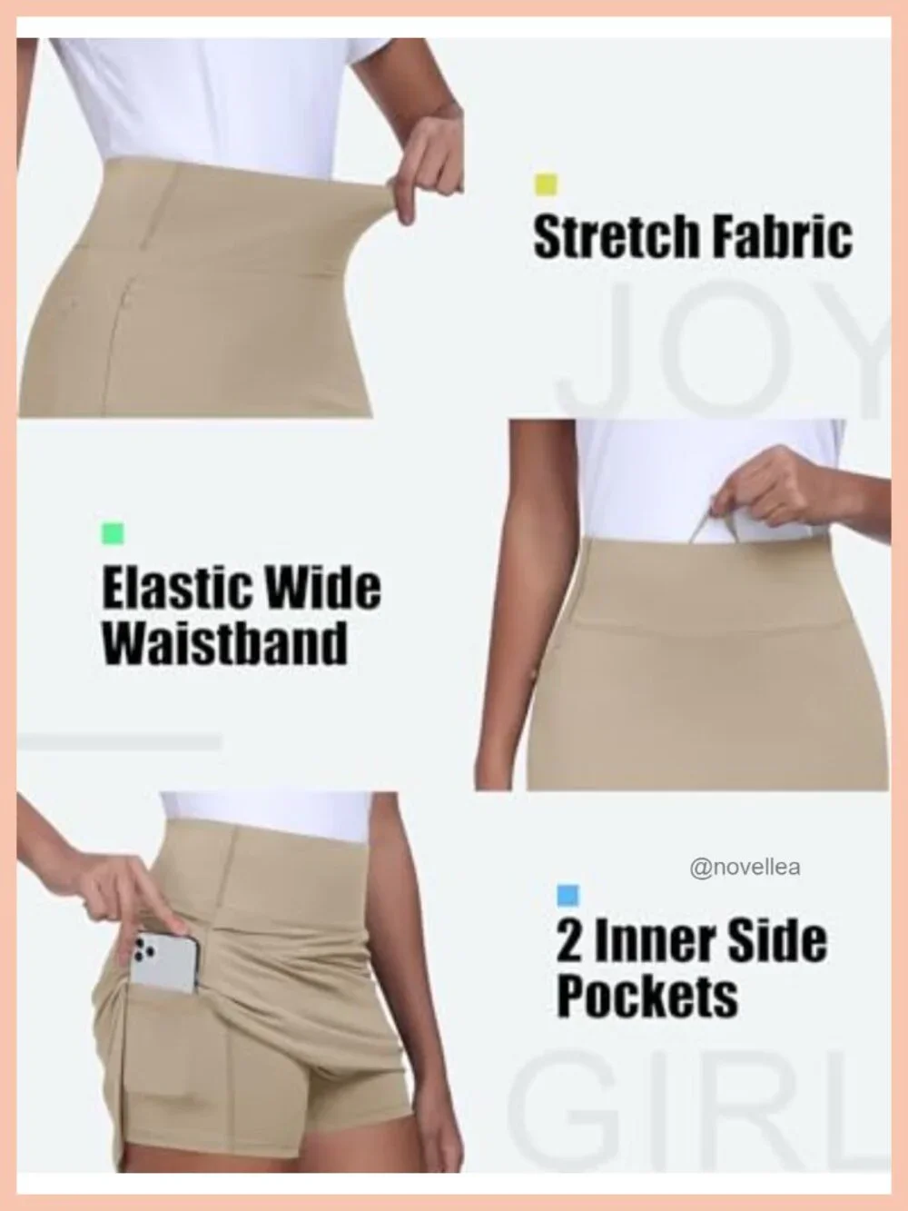 Women's Golf Skort with Zipper Pockets, High Rise Athletic Skirt